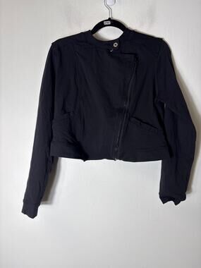 Hard Tail Forever Black Cropped Zip Up Jacket Sz L